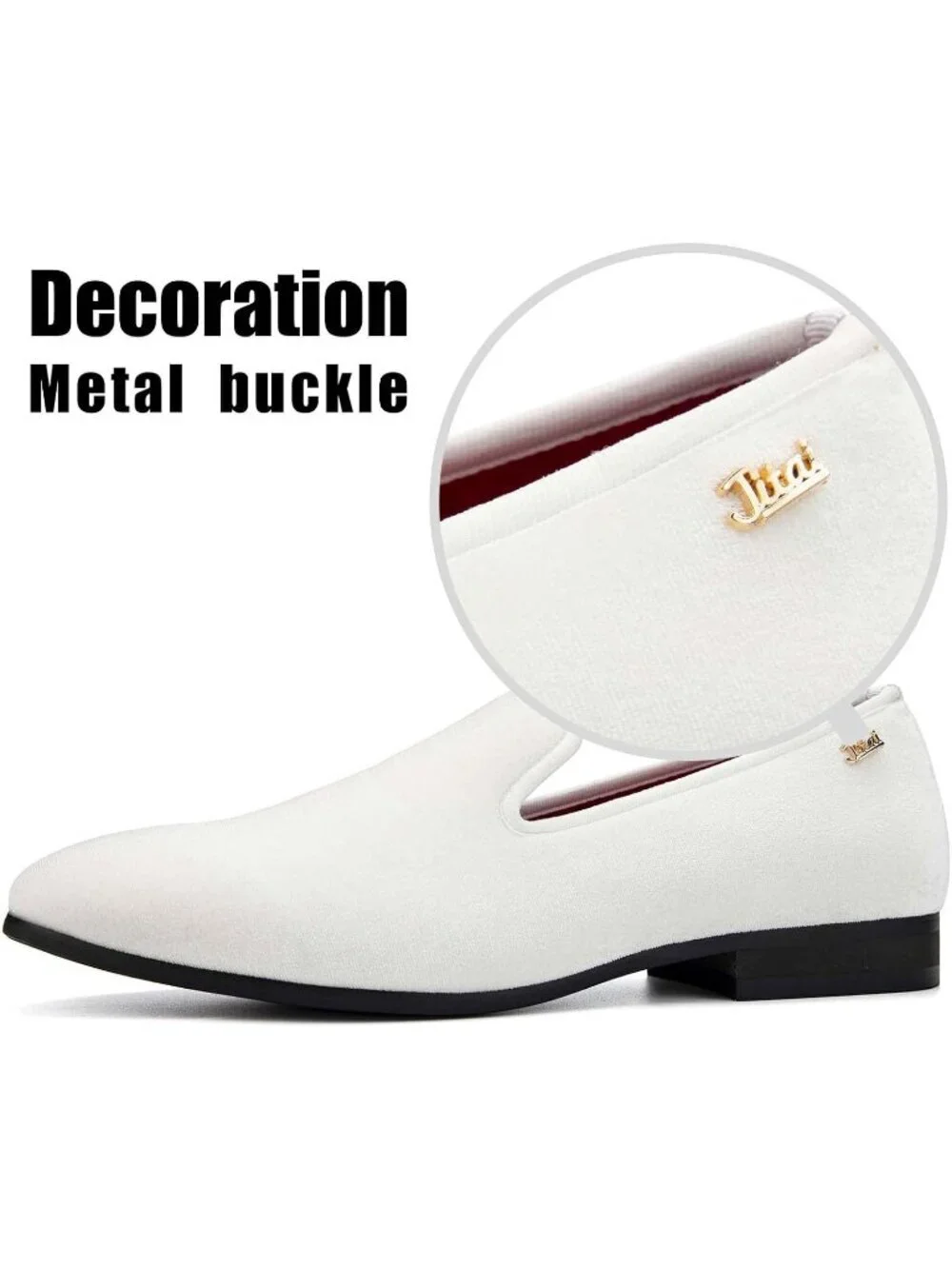 JITAI Men's White15 Elegant Rubber & Leather Penny Loafers Casual Formal Shoes